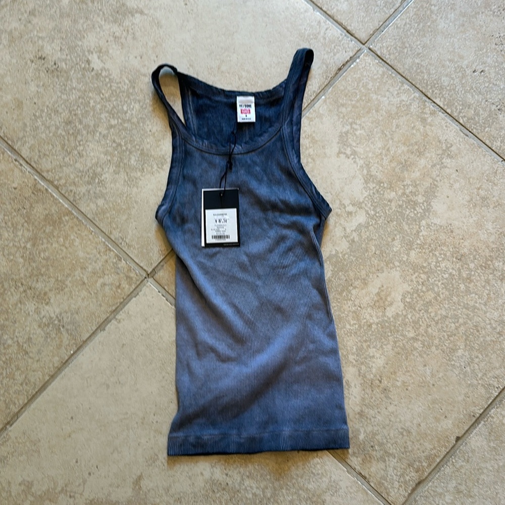 NWT re/done navy tie dye tank.  Size small